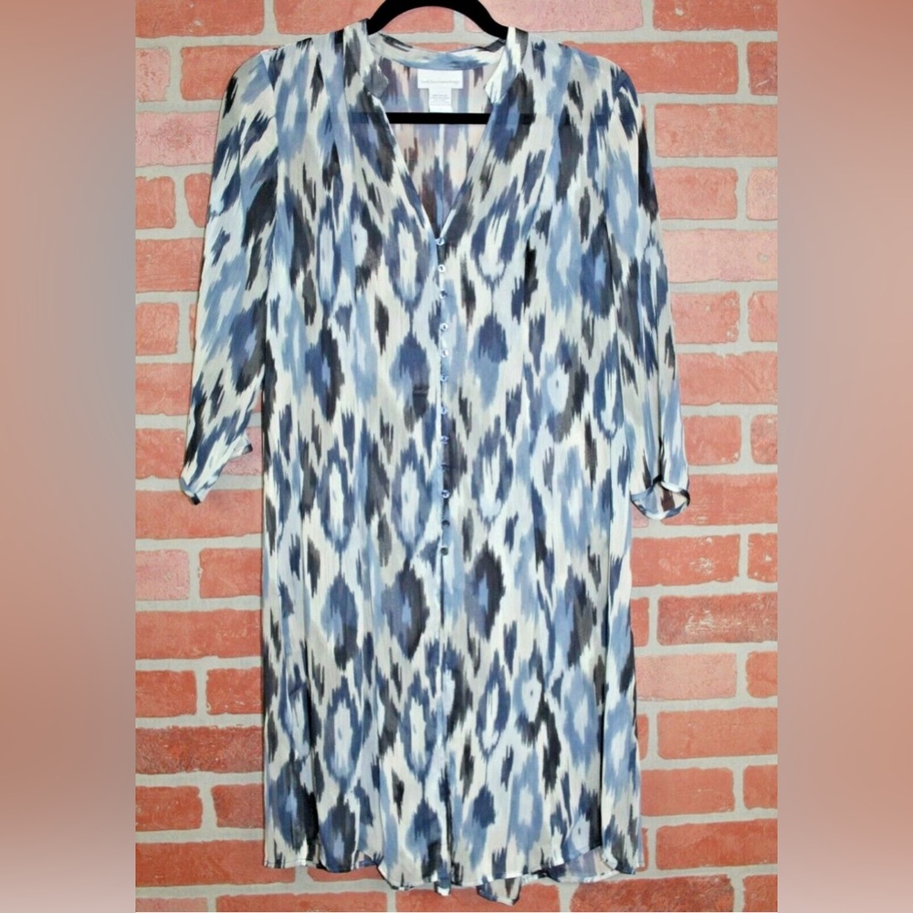 Soft Surroundings Artistic Blue and White Casual Shirt